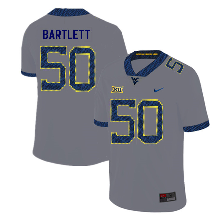 NCAA Men's Jared Bartlett West Virginia Mountaineers Gray #50 Nike Stitched Football College 2019 Authentic Jersey HC23A67QX